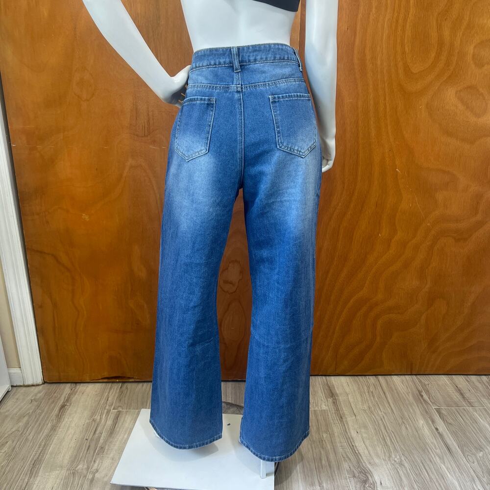 Shein Women's Baggy Distressed Flared Jeans Size W30 - Picture 2 of 9